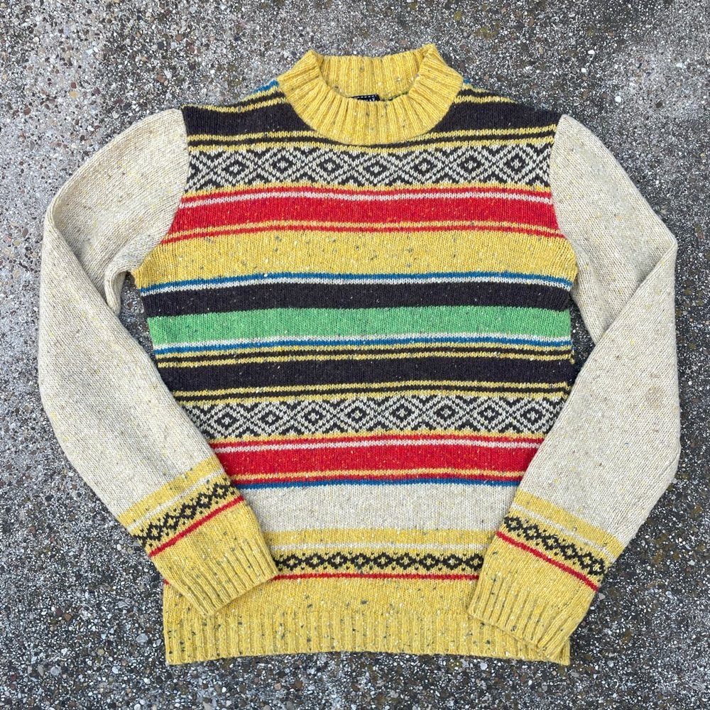 Italian Wool Striped Crewneck Sweater for Men